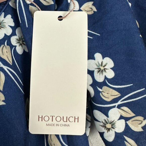 Hotouch Womens Floral Print Navy Blue Short Sleeve A Line Dress Size XL - Picture 7 of 9